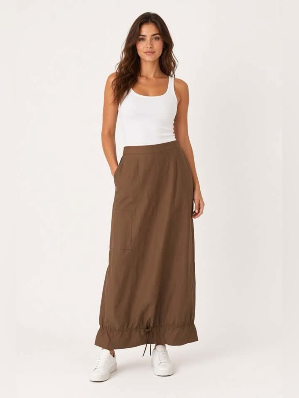 Rare Vintage ESPRIT Y2K Cargo Parachute Drawstring Hem Maxi Skirt